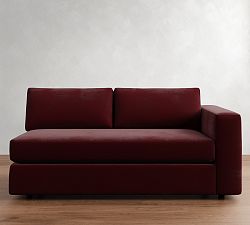 Open Box: Carmel Square Arm Upholstered Right Loveseat with Bench - Faux Mohair Velvet Merlot