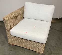 Open Box: Huntington Wicker Square Arm Outdoor Right-Arm Chair - High Performance Canvas Natural, Natural