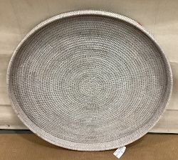 Open Box: Tava Handwoven Rattan Oversized Round Tray (28") - Whitewash