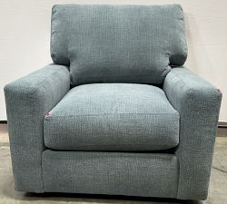 Open Box: Turner Square Arm Swivel Chair without Nailheads - Performance Casual Chenille Slate