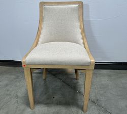 Open Box: Vintners Upholstered Wood Frame Dining Chair - Rustic Linen Parchment, Savanna Finish