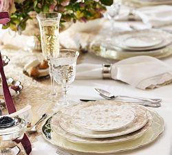 LoveShackFancy Neutral Floral Porcelain Appetizer Plates - Mixed Set of 4