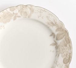 LoveShackFancy Neutral Floral Porcelain Salad Plates - Set of 4