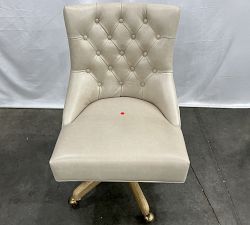 Open Box: Hayes Leather Swivel Desk Chair - Statesville Pebble, Gray Wash