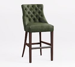 Open Box: Hayes Tufted Leather Bar Stool (33.5") - Vintage Hunter, Espresso