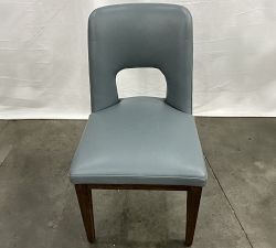Open Box: Layton Leather Dining Side Chair - Performance Azure, Vintage Amber