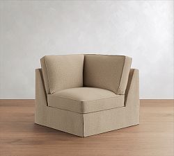 Open Box: PB Comfort Roll Arm Corner Replacement Slipcover - Performance Casual Chenille Parchment