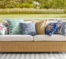 Hand-Crochet Faux Natural Fiber Outdoor Pillow