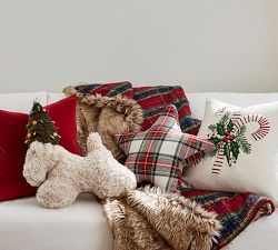Candy Cane Embroidered Pillow Cover