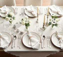 Frayed Linen Table Throw