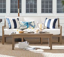 Tropez Faux Teak 79" Sofa, Dune