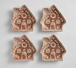 Gingerbread House Stoneware Appetizer Plates - Set of 4