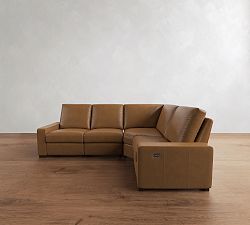 Turner Square Arm Leather Reversible Power Reclining Sectional (117")