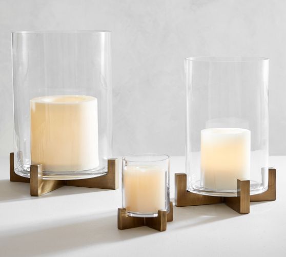 Brooks Cross Bar Hurricane Candle Holder