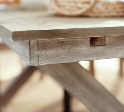 Indio Eucalyptus X-Base Extendable Outdoor Dining Table (77"-102")