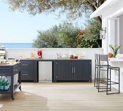 Indio Metal Outdoor Kitchen Convertable Refrigerator &amp; Double Door Cabinet (88")
