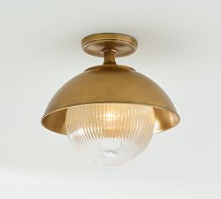 Cooper Ribbed Glass Round Indoor/Outdoor Flush Mount (12")