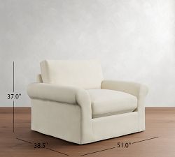 PB Comfort Modern Roll Arm Slipcovered Chair and a Half