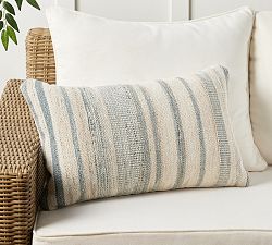 Open Box: Dawn Striped Outdoor Pillow (26" x 16") - Chambray/Multi