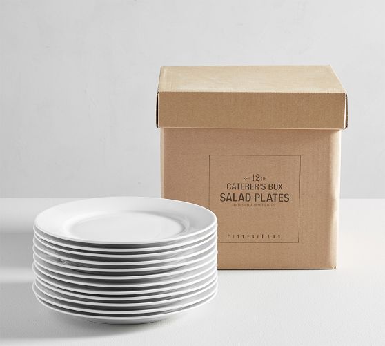 Caterer's Box Rim Porcelain Salad Plates - Set of 12 by Pottery Barn