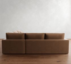 Westwood Square Arm Deep Seat Leather 3-Piece L-Shaped Sectional (122")