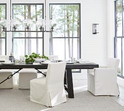 Classic Long Slipcovered Dining Chair