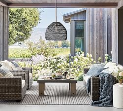 Flora Wicker Round Indoor/Outdoor Pendant (19"-22")