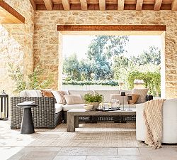 Huntington Wicker 5-Piece Square Arm Outdoor Sectional (94")