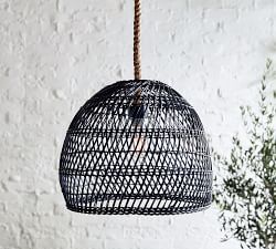 Flora Wicker Round Indoor/Outdoor Pendant (19"-22")