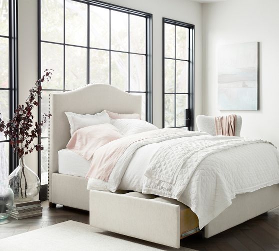Raleigh Curved Upholstered Storage Bed by Pottery Barn