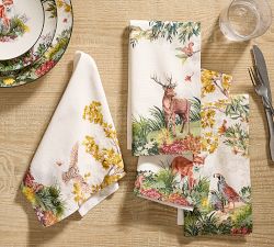 Fantastical Forest Cotton/Linen Napkins - Mixed Set of 4