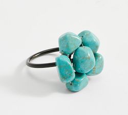 Turquoise Cluster Handcrafted Napkin Rings - Set of 4