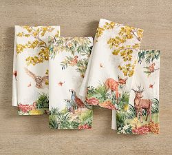 Fantastical Forest Cotton/Linen Napkins - Mixed Set of 4