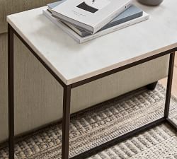 Delaney Rectangular Marble End Table (14")