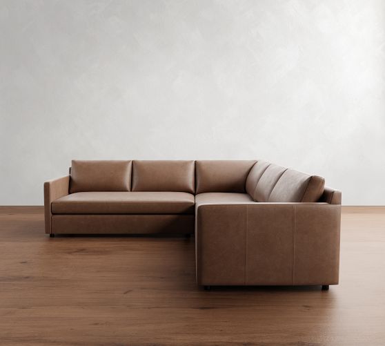 Pacifica Slim Arm Leather 3-Piece L-Shaped Sectional (106") by Pottery Barn