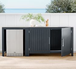 Indio Metal Outdoor Kitchen Convertable Refrigerator &amp; Double Door Cabinet (88")