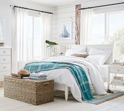 Custom Seaton Textured Cotton Curtain - White