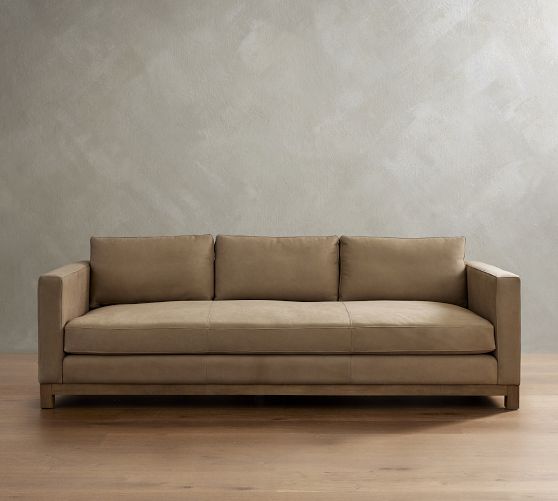 Jake Leather Seadrift Wood Base Sofa (63"-120") by Pottery Barn