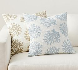 Coral Embroidered Pillow Cover