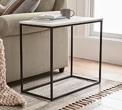 Delaney Rectangular Marble End Table (14")