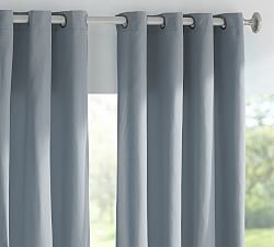 Open Box: Sunbrella Solid Outdoor Grommet Curtain (50"W x 124"L) - Cast Chambray, Antiqued Nickel