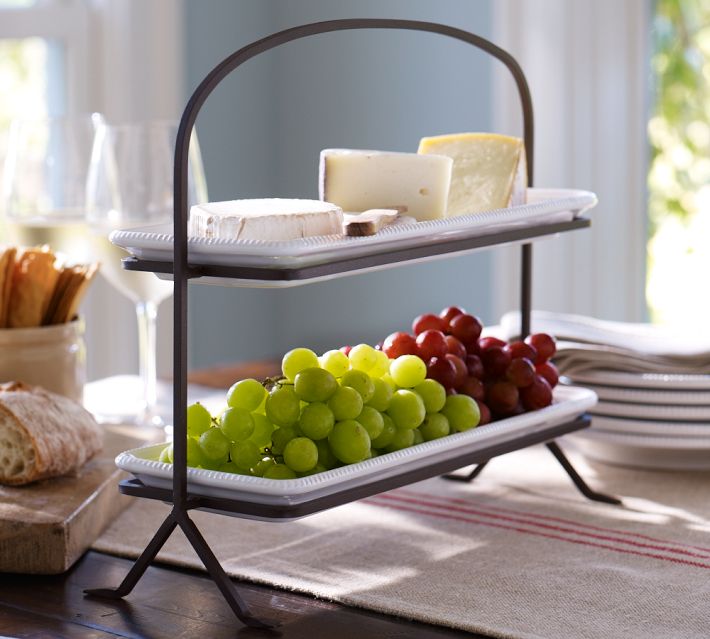 Gabriella Stoneware Tiered Platter Stand | Pottery Barn