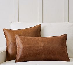 Pieced Leather Pillow Cover
