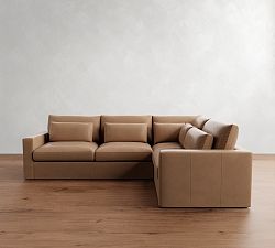 Westwood Square Arm Deep Seat Leather 3-Piece Sectional (122")