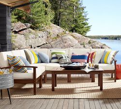 Outdoor New York Applique Striped Pillow