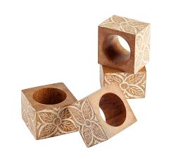 Floral Wood Napkin Rings