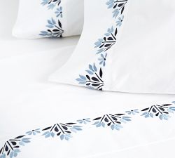 Blossom Embroidered Organic Percale Pillowcases - Set of 2