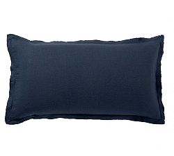 Open Box: Belgian Flax Linen Double Flange Shams, King, Set of 2 - Midnight