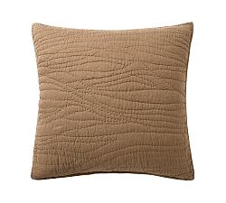 Open Box: Belgian Flax Linen Handcrafted Quilted Sham, Euro Set of 2 - Toffee