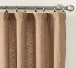 Open Box: Belgian Flax Linen Light Filtering Curtain, 100"W x 108"L - Bronze